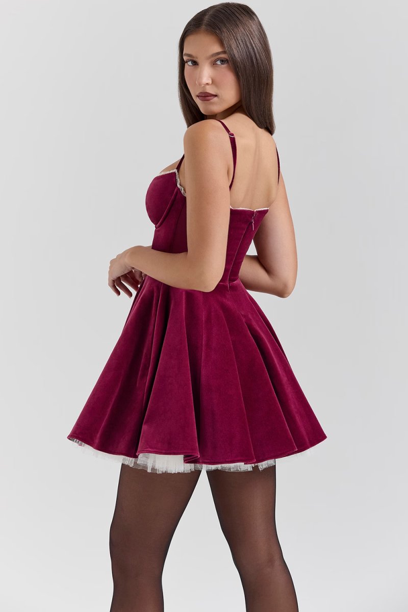 SELENA MINI DRESS - BURGUNDY - Verova