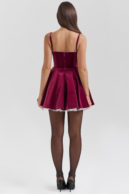 SELENA MINI DRESS - BURGUNDY - Verova