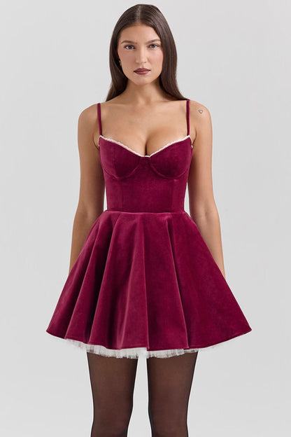 SELENA MINI DRESS - BURGUNDY - Verova